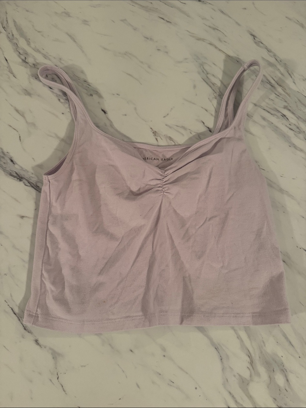 American Eagle Outfitters Light Lilac Ruched Crop Cami